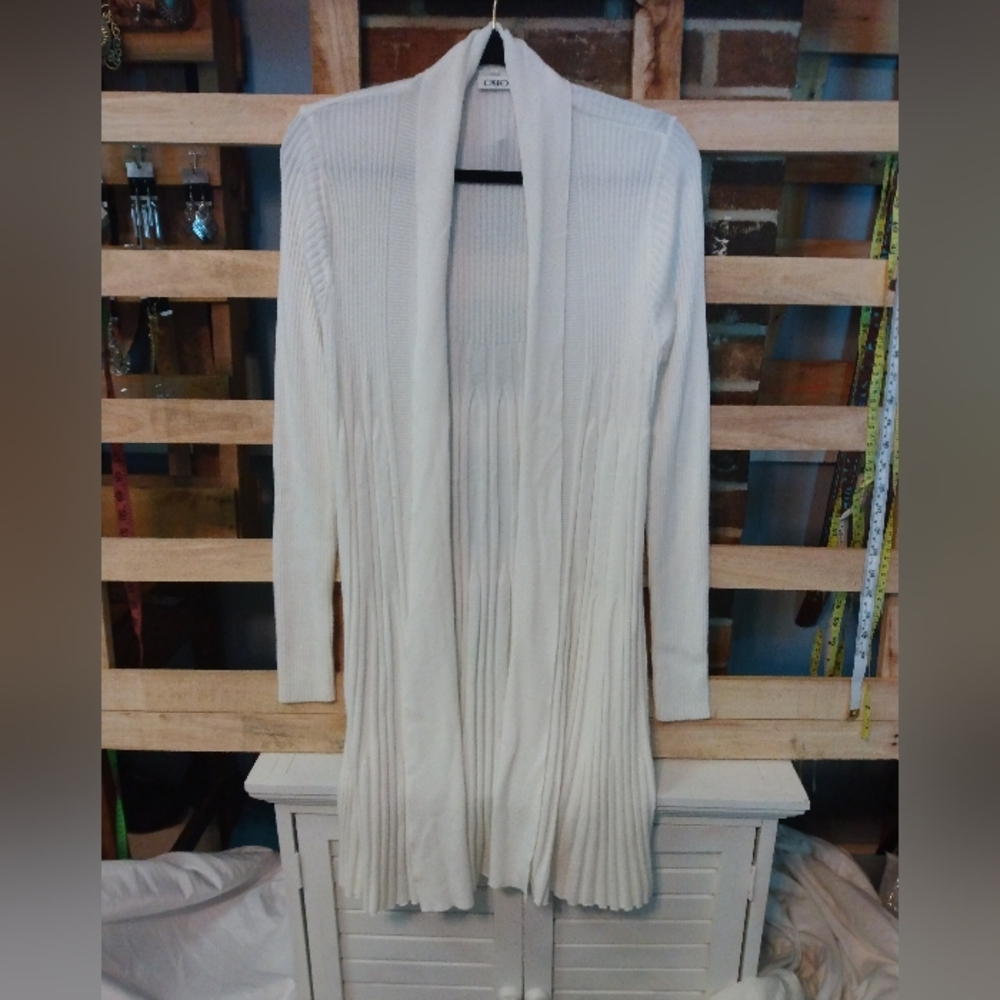 Cato size Medium cream color long cardigan sweater EUC